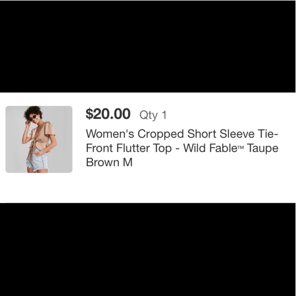 Wild Fable Cropped Short Sleeve Flutter Top